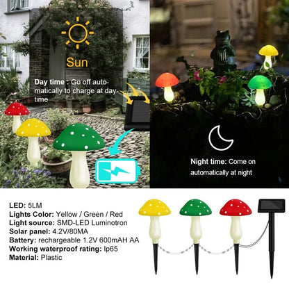 Solar Powered Mushroom Fairy Lights for Garden Decor - Smarsty