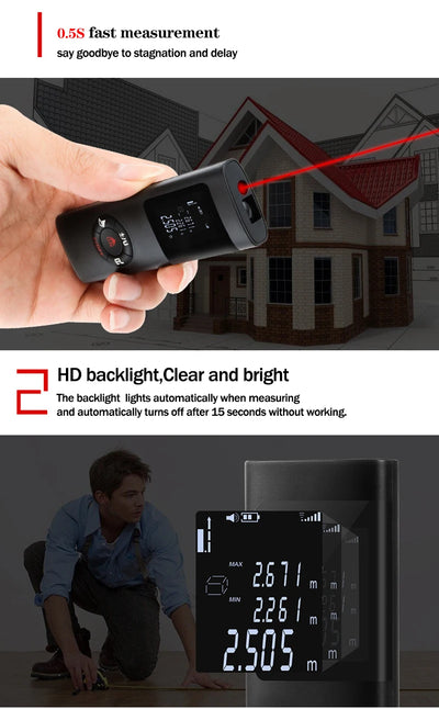 Mini Smart Laser Distance Meter USB Rechargeable Rangefinder - Smarsty