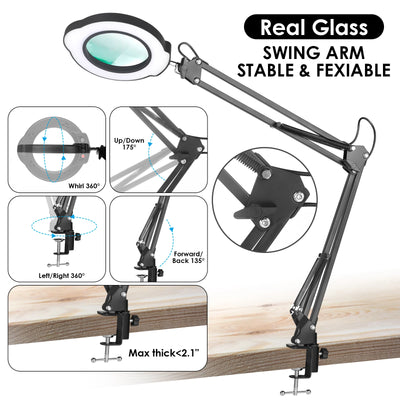 Illuminated Magnifier with 72 LED Lights and 8X/10X Magnification - Smarsty