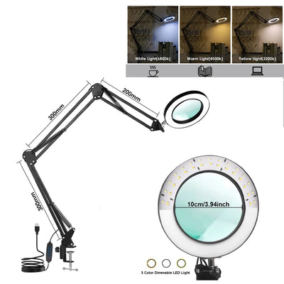 Illuminated Magnifier with 72 LED Lights and 8X/10X Magnification - Smarsty