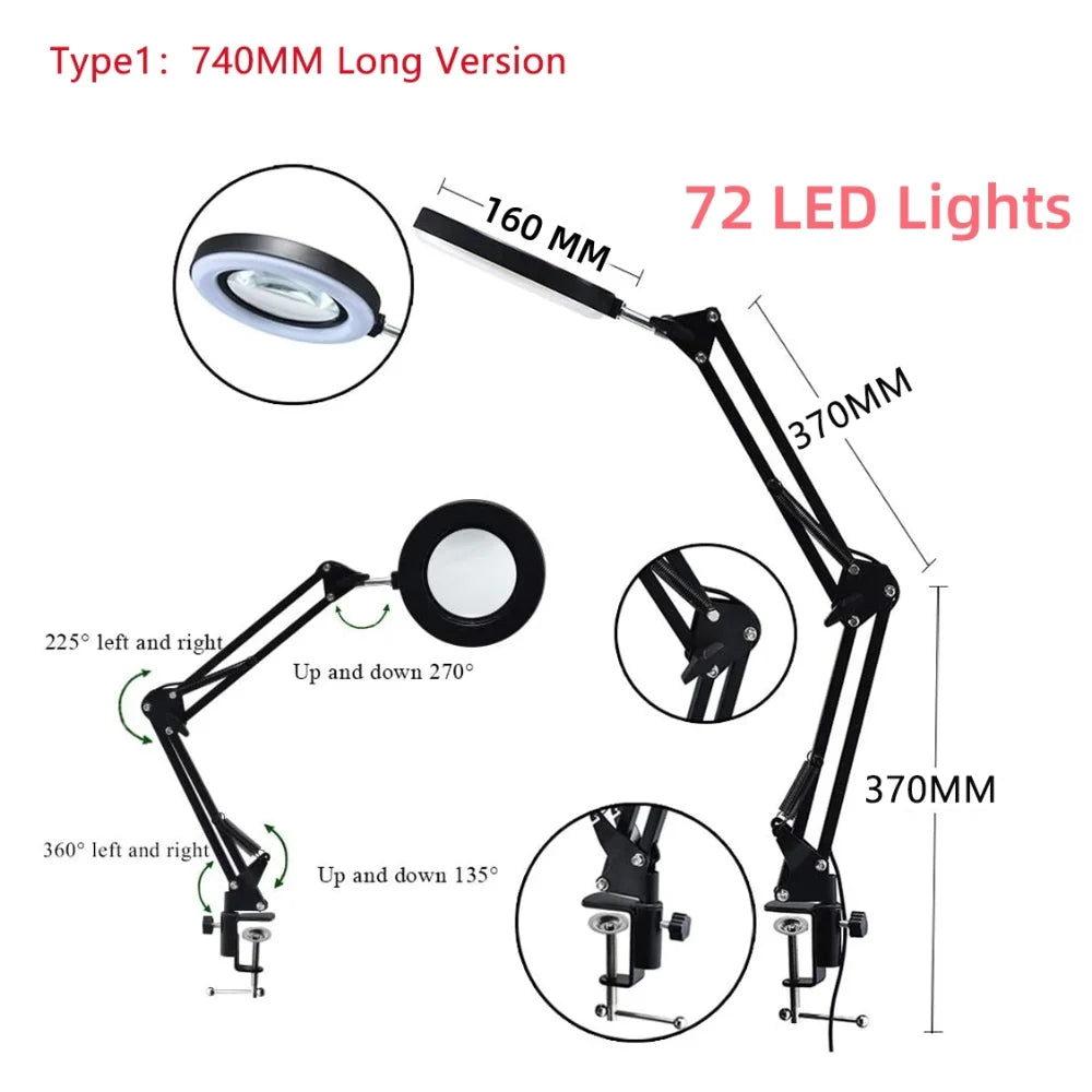 72LED Illuminated Magnifier with 8X 10X Magnification - Smarsty