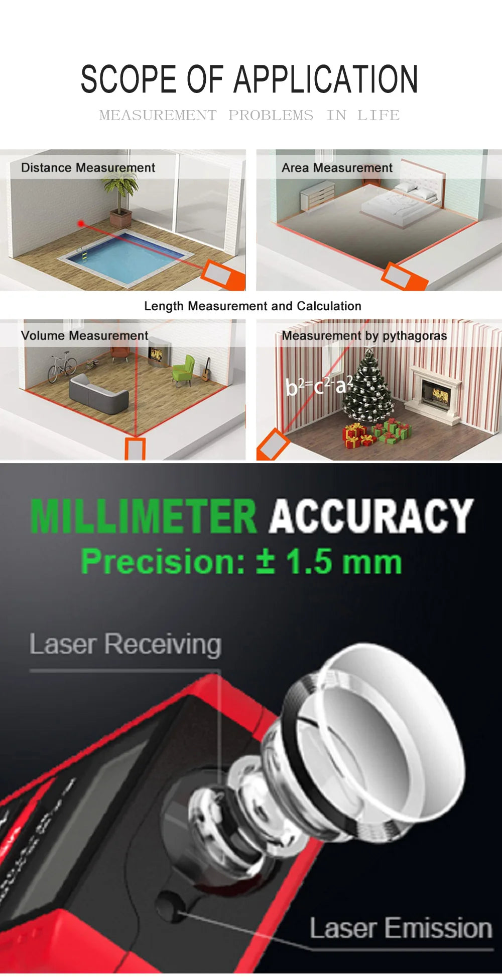Noyafa NF-271 Laser Distance Meter for Accurate Measurements - Smarsty