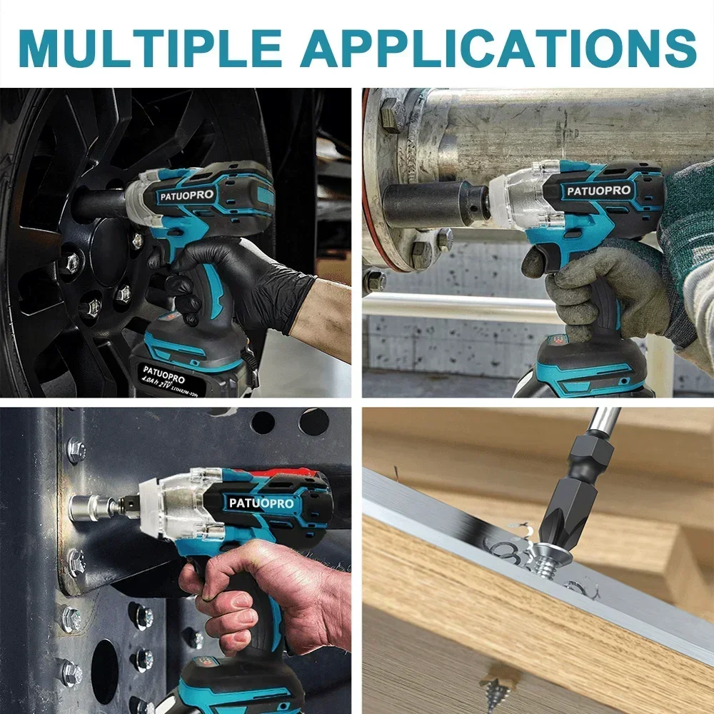 500N.m Cordless Electric Impact Wrench With Brushless Motor - Smarsty
