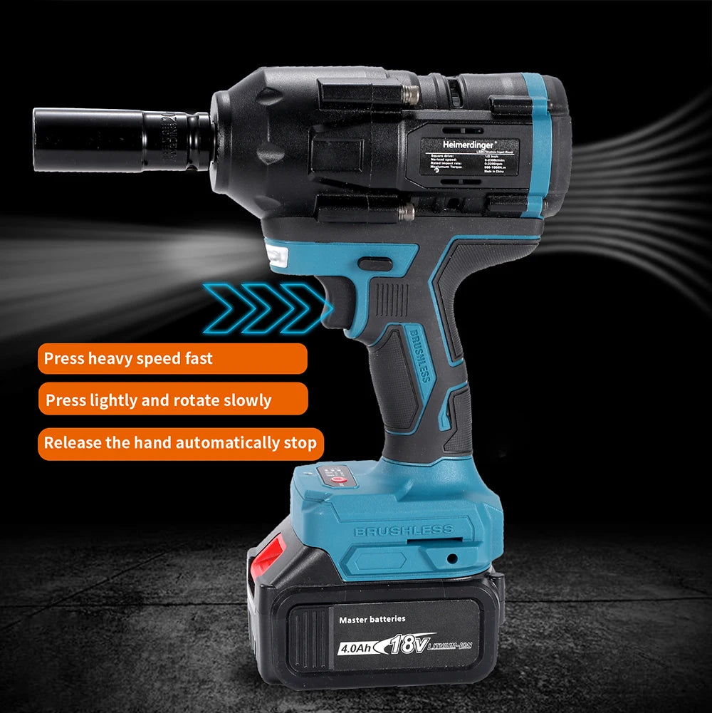 Heimerdinger 18V Brushless Cordless Impact Wrench 1000NM Torque - Smarsty