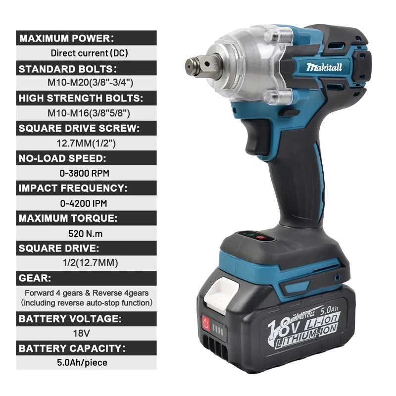 Cordless Brushless Electric Impact Wrench for Power Tools - Smarsty