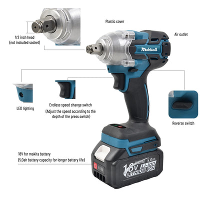 Cordless Brushless Electric Impact Wrench for Power Tools - Smarsty