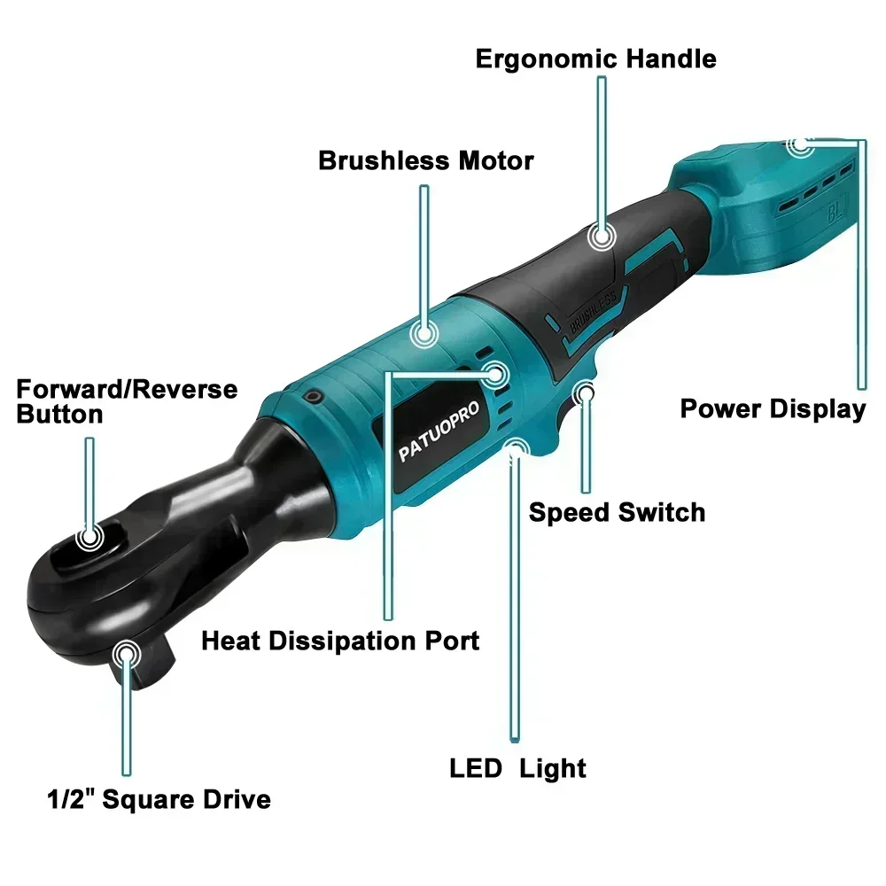 Cordless Brushless Electric Ratchet Wrench for Car Repairs - Smarsty