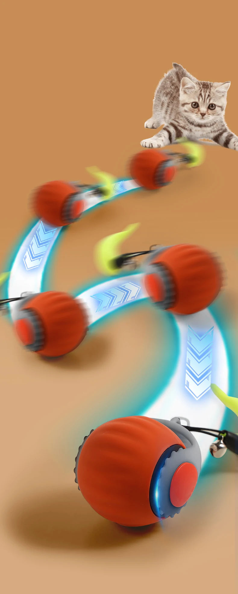 Smart Interactive Cat Ball Toy with Rechargeable Tail - Smarsty