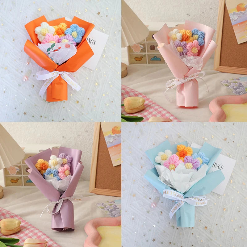 Hand Woven Crochet Flower Bouquets for Home Decor - Smarsty