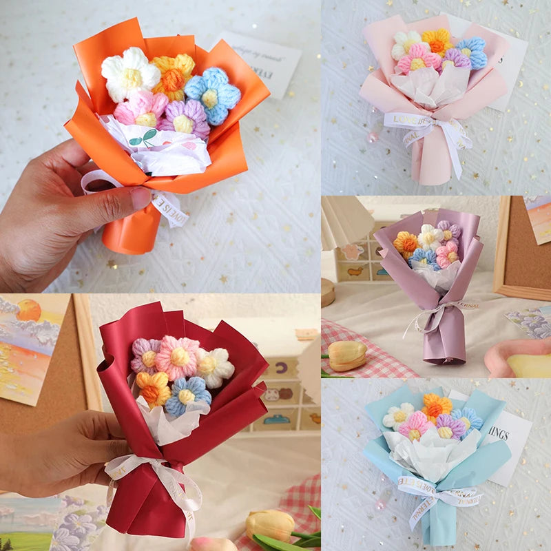Hand Woven Crochet Flower Bouquets for Home Decor - Smarsty