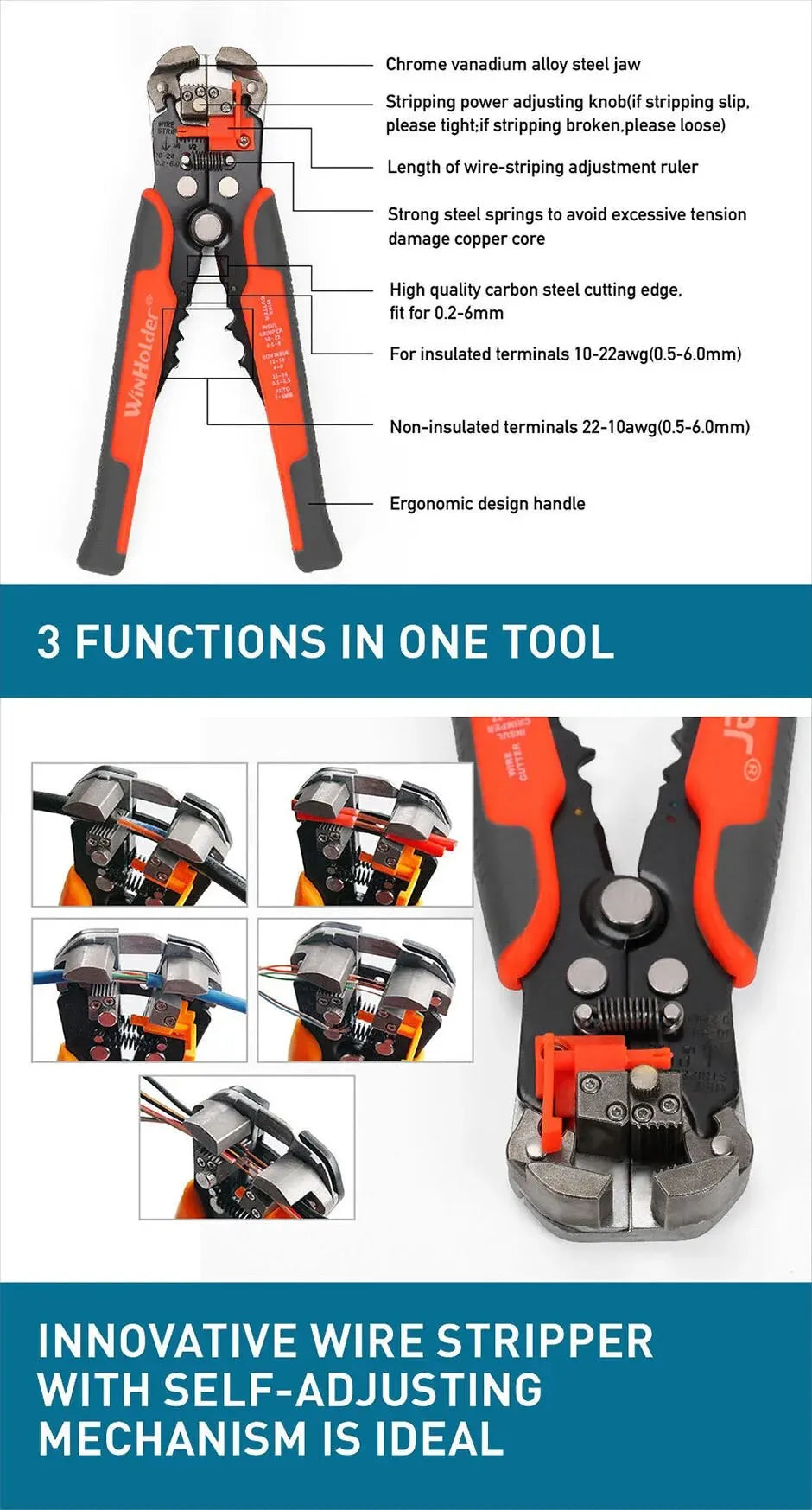 Professional Electrician Wire Stripper and Cutter Tool - Smarsty