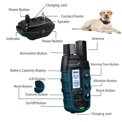 1000M Waterproof Dog Training Collar with Shock and Vibration - Smarsty