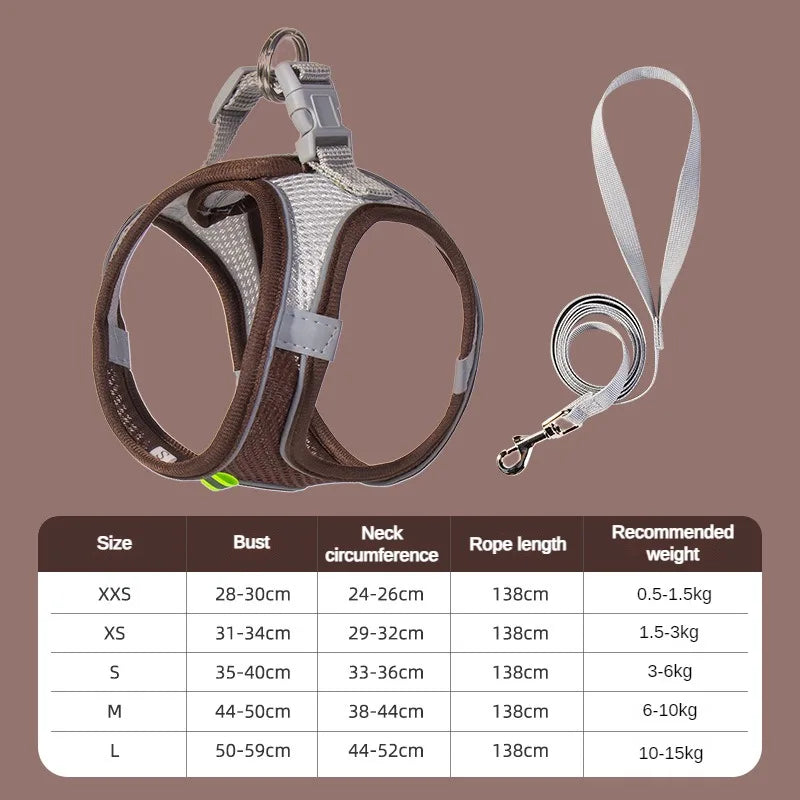 Adjustable Puppy Harness Set with Leash for Small Dogs - Smarsty