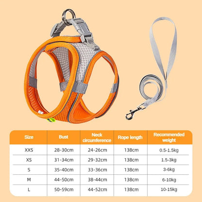 Adjustable Puppy Harness Set with Leash for Small Dogs - Smarsty