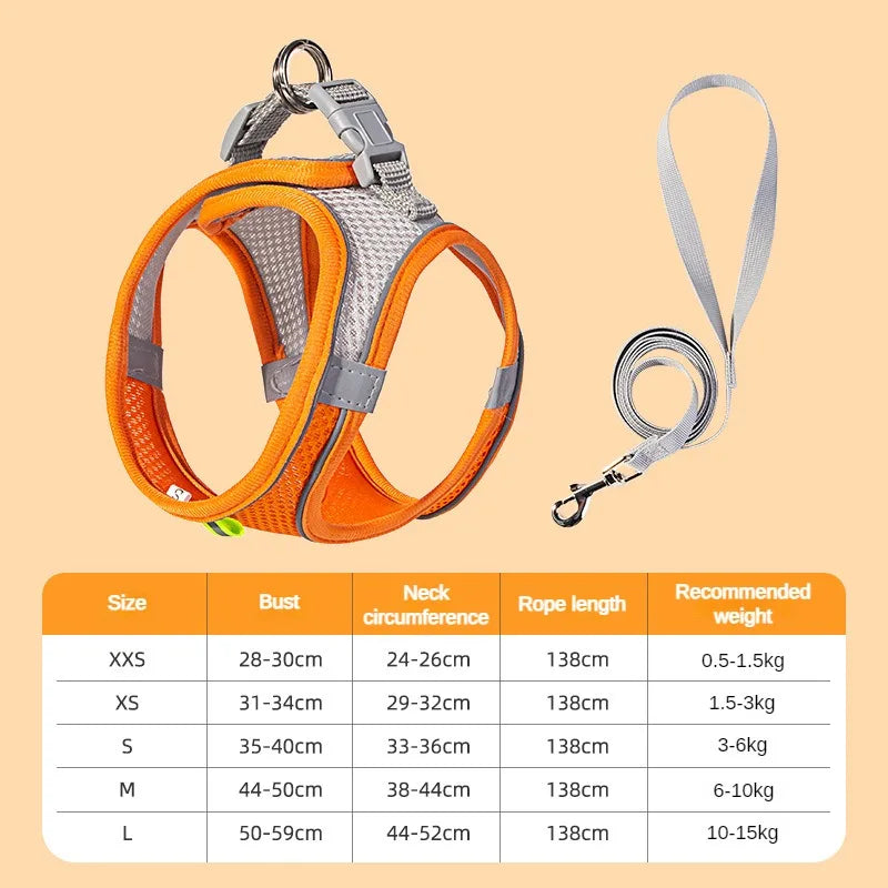 Adjustable Puppy Harness Set with Leash for Small Dogs - Smarsty
