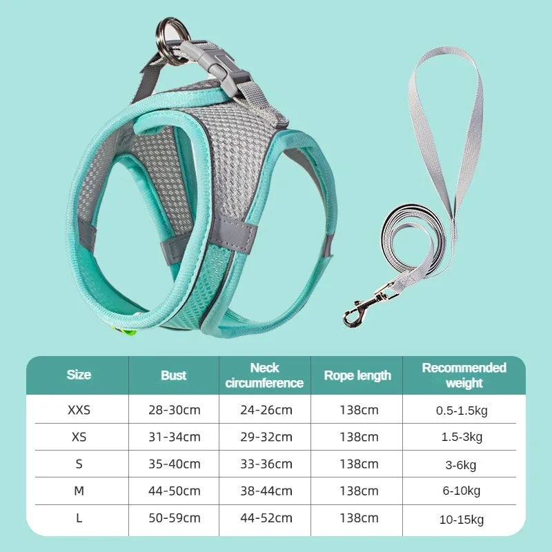 Adjustable Puppy Harness Set with Leash for Small Dogs - Smarsty