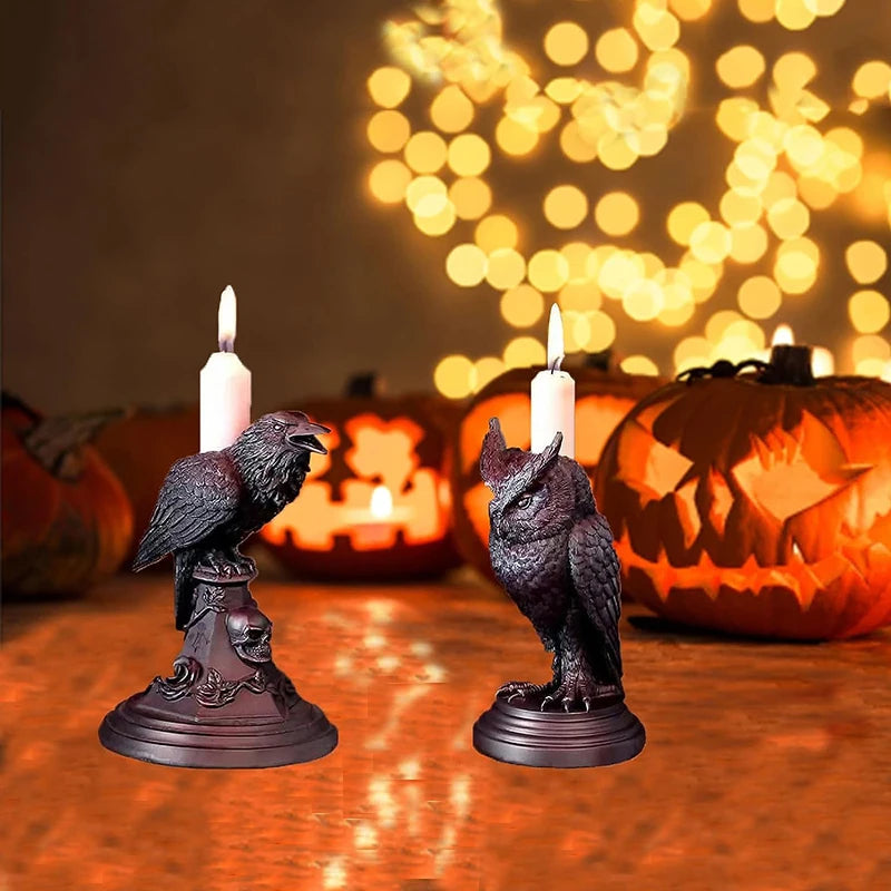 Gothic Crow Candle Holder for Halloween Home Decor - Smarsty