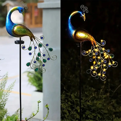 Solar LED Metal Peacock Lawn Decor Sculpture - Smarsty