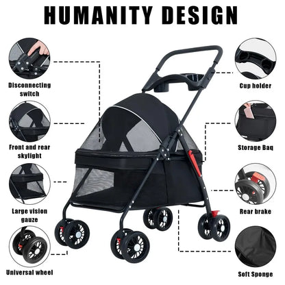 Lightweight Foldable Pet Stroller for Dogs and Cats - Smarsty