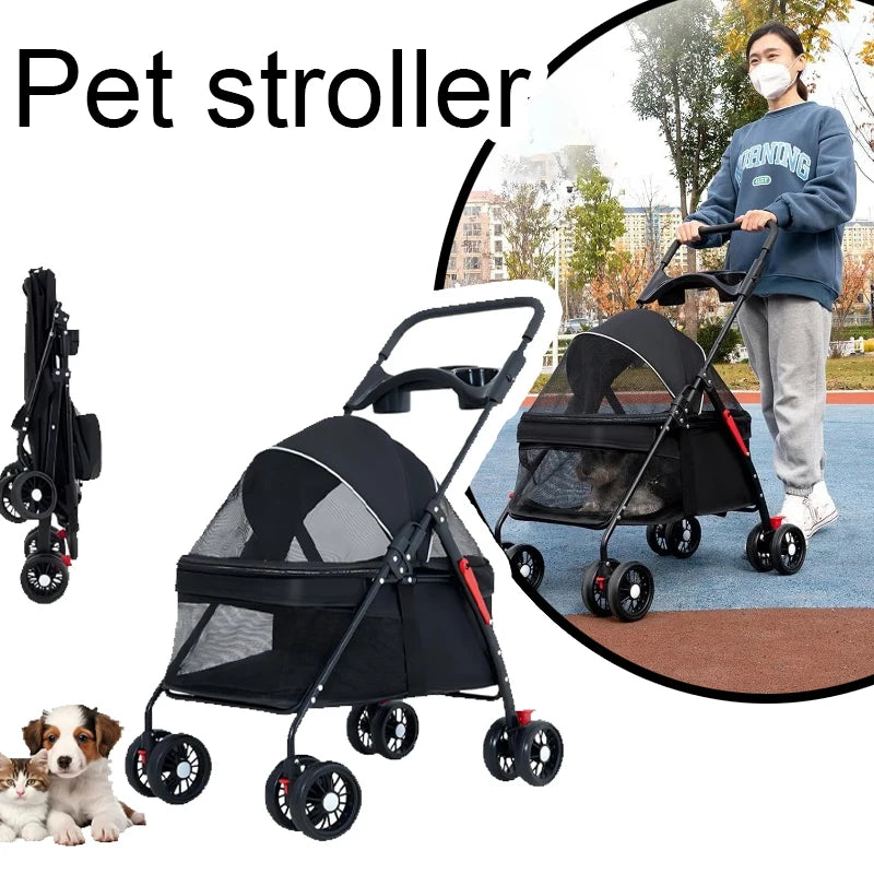 Lightweight Foldable Pet Stroller for Dogs and Cats - Smarsty