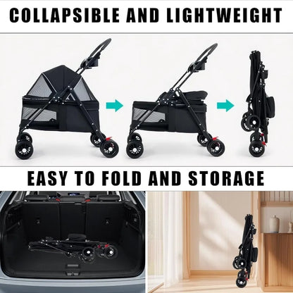 Lightweight Foldable Pet Stroller for Dogs and Cats - Smarsty