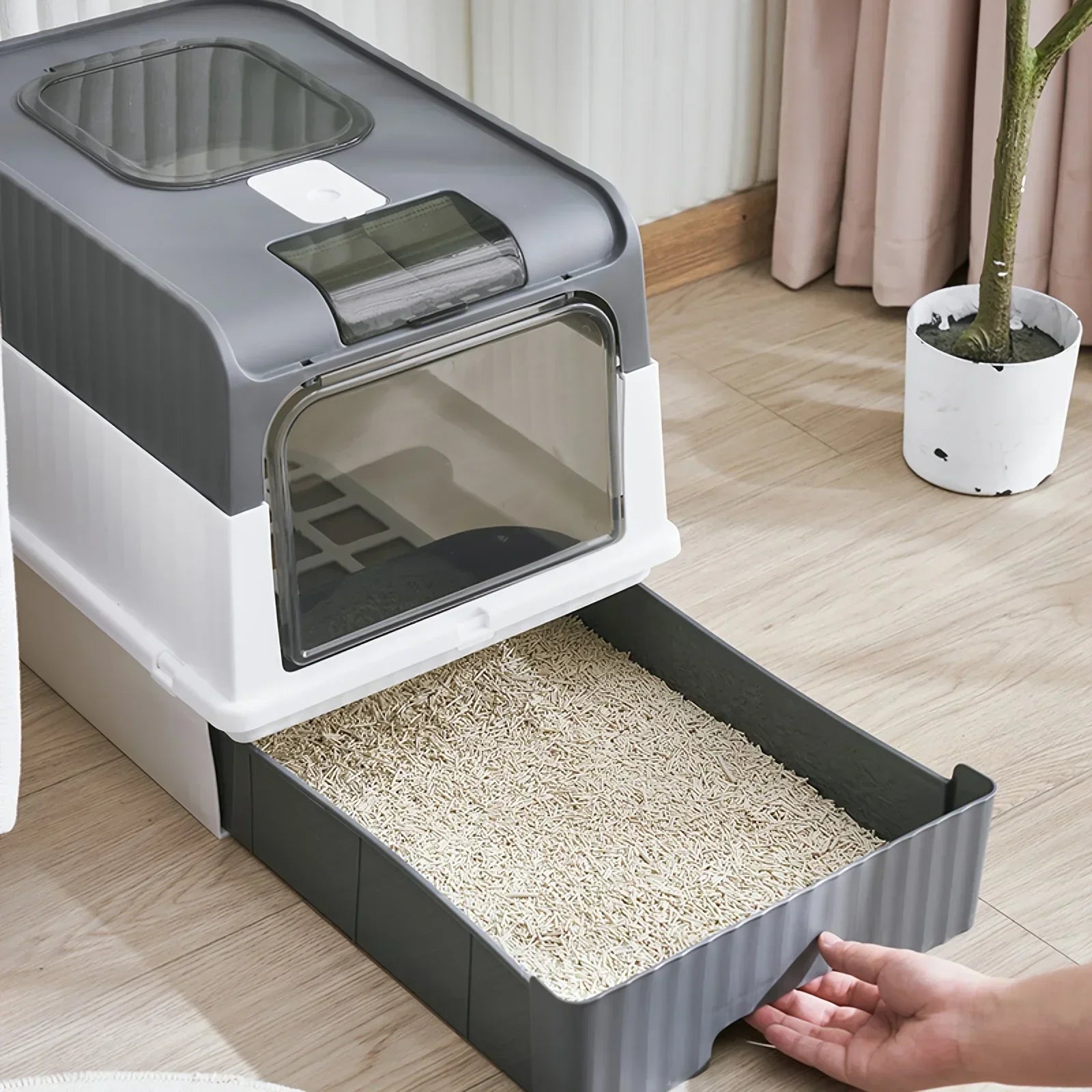 Portable Cat Litter Box with Splash Guard for Easy Cleaning - Smarsty