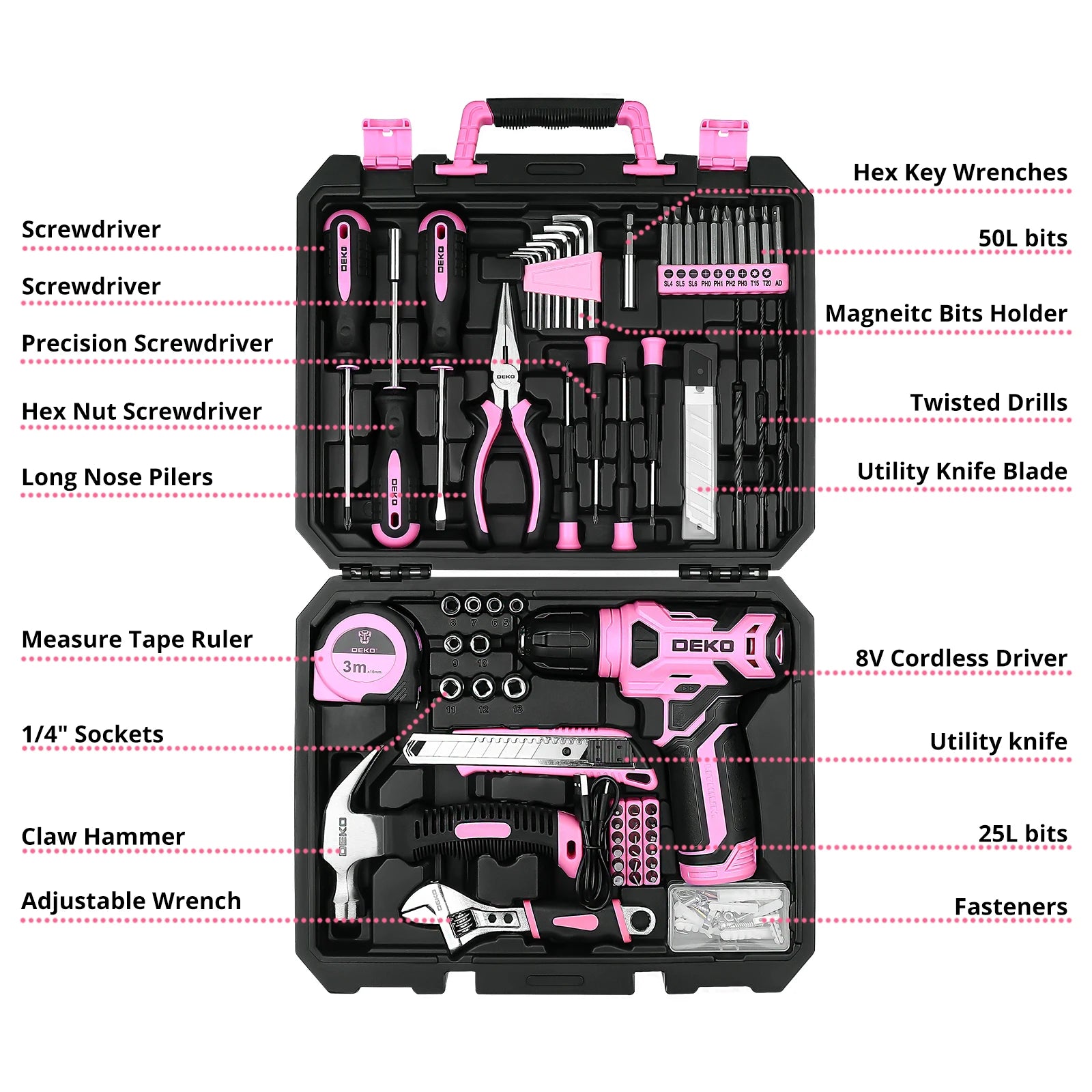 DEKO 126 Piece Power Tool Combo Set with Cordless Drill - Smarsty