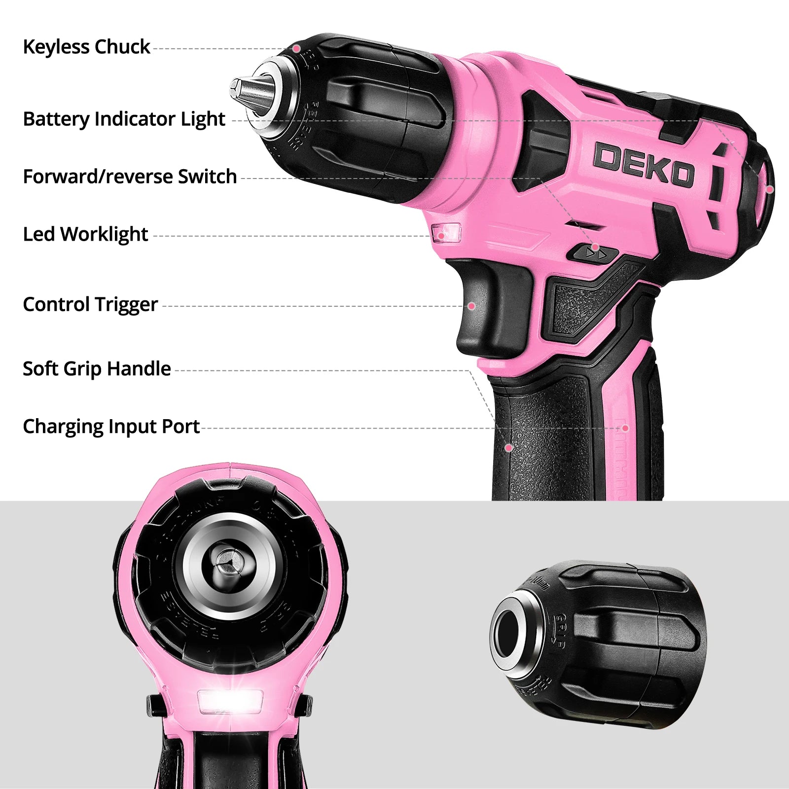 DEKO 126 Piece Power Tool Combo Set with Cordless Drill - Smarsty
