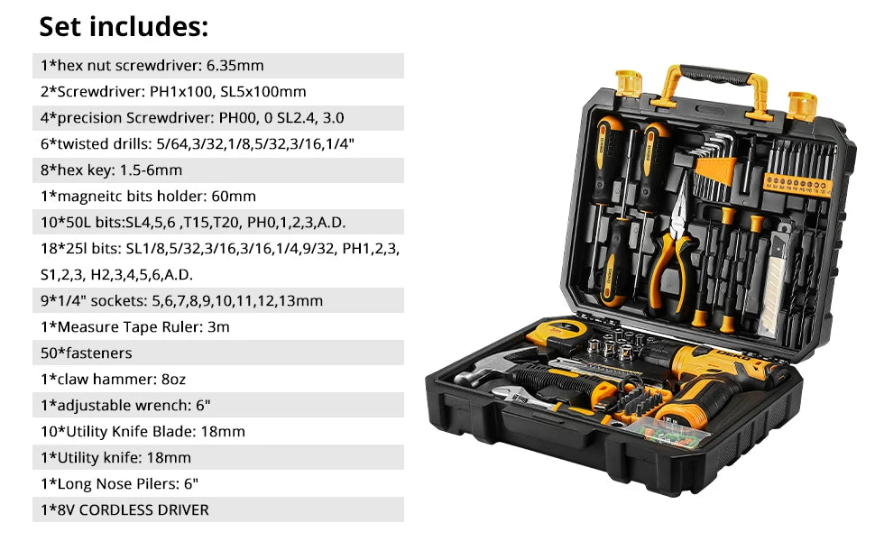 DEKO 126 Piece Power Tool Combo Set with Cordless Drill - Smarsty
