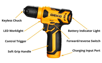 DEKO 126 Piece Power Tool Combo Set with Cordless Drill - Smarsty