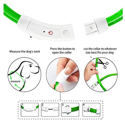 USB Rechargeable Luminous Dog Collar for Night Safety - Smarsty