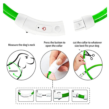 USB Rechargeable Luminous Dog Collar for Night Safety - Smarsty