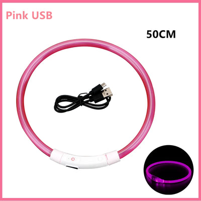 USB Rechargeable Luminous Dog Collar for Night Safety - Smarsty