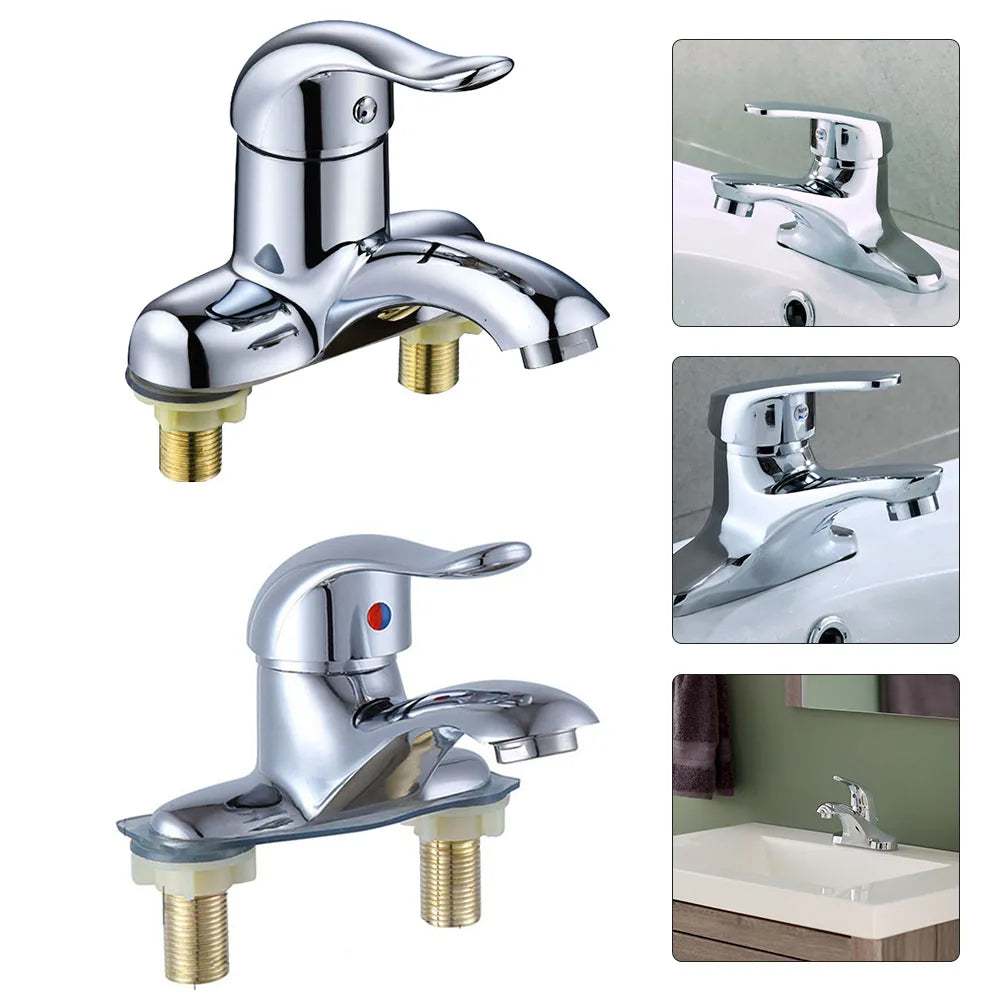 Double-Hole Basin Faucet for Hot and Cold Water - Smarsty