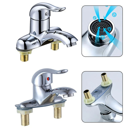 Double-Hole Basin Faucet for Hot and Cold Water - Smarsty