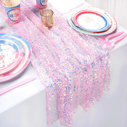 Glitter Iridescent Sequin Table Runner for Elegant Events - Smarsty