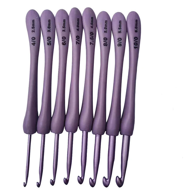 8Pcs/set Purple Crochet Hooks Set Craft Crochet Weaving Knitting Needles Hooks For Sewing Crafts Stitching 2.5-6.0mm - Smarsty