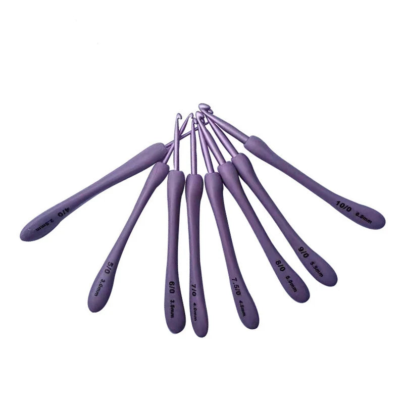 8Pcs/set Purple Crochet Hooks Set Craft Crochet Weaving Knitting Needles Hooks For Sewing Crafts Stitching 2.5-6.0mm - Smarsty