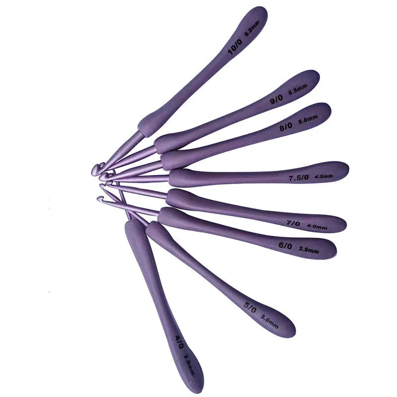 8Pcs/set Purple Crochet Hooks Set Craft Crochet Weaving Knitting Needles Hooks For Sewing Crafts Stitching 2.5-6.0mm - Smarsty