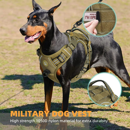 Adjustable No Pull Tactical Dog Harness for Medium Large Dogs - Smarsty
