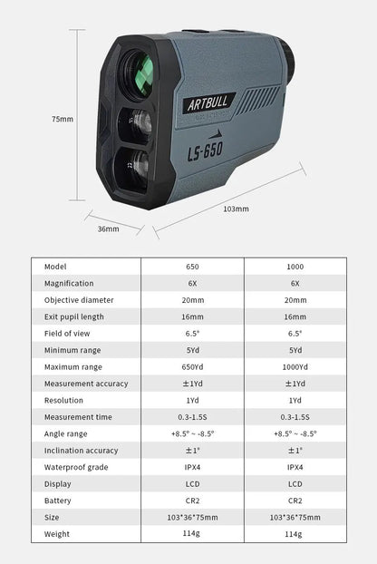 ARTBULL Laser Rangefinder for Hunting and Golf Accuracy - Smarsty