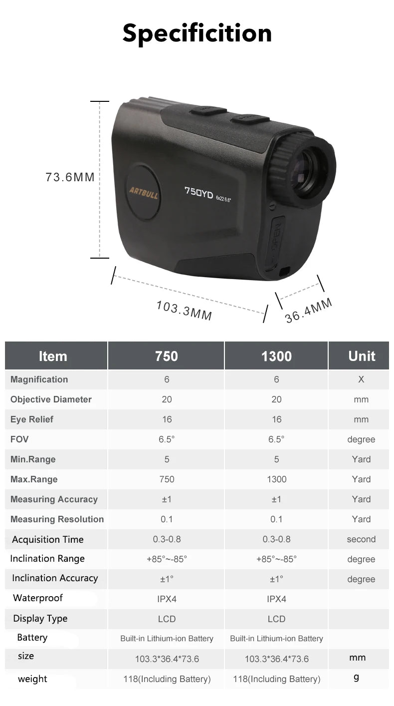 ARTBULL Laser Rangefinder for Hunting and Golf Accuracy - Smarsty