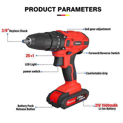 DayPlus 21V Cordless Power Drill with Fast Charging - Smarsty