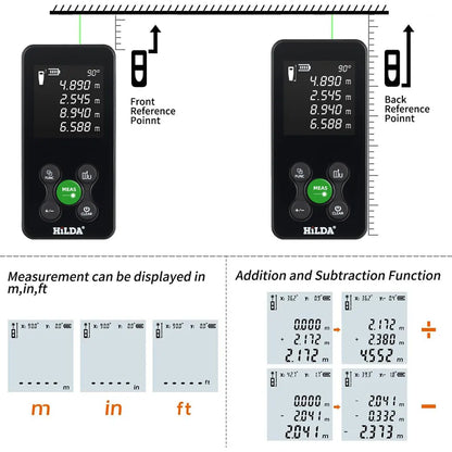 HILDA Laser Rangefinder Rechargeable Distance Measurement Tool - Smarsty