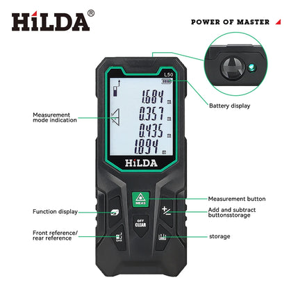 HILDA Laser Rangefinder Rechargeable Distance Measurement Tool - Smarsty