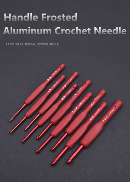 Ergonomic Red Crochet Hook Set with Silicone Handle - Smarsty