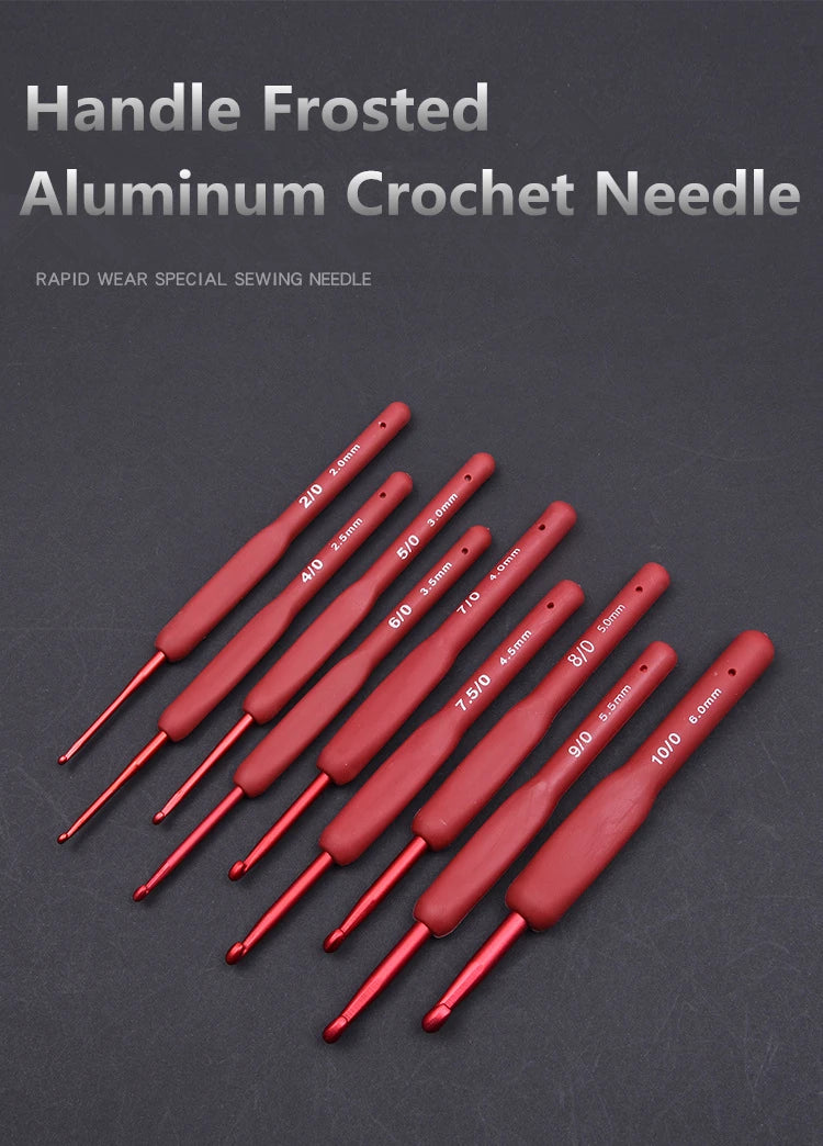 Ergonomic Red Crochet Hook Set with Silicone Handle - Smarsty
