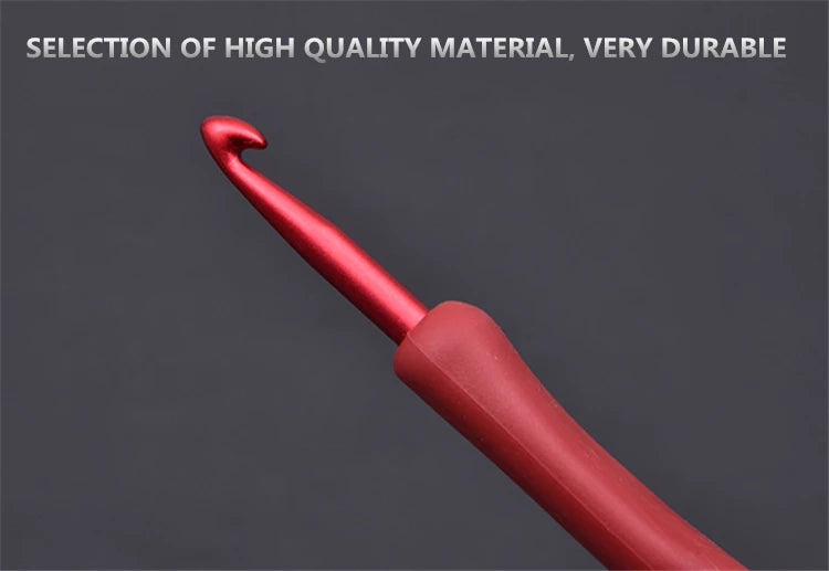 Ergonomic Red Crochet Hook Set with Silicone Handle - Smarsty