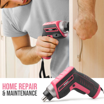 Hi-Spec 35 Piece Pink Black Cordless Screwdriver Set - Smarsty