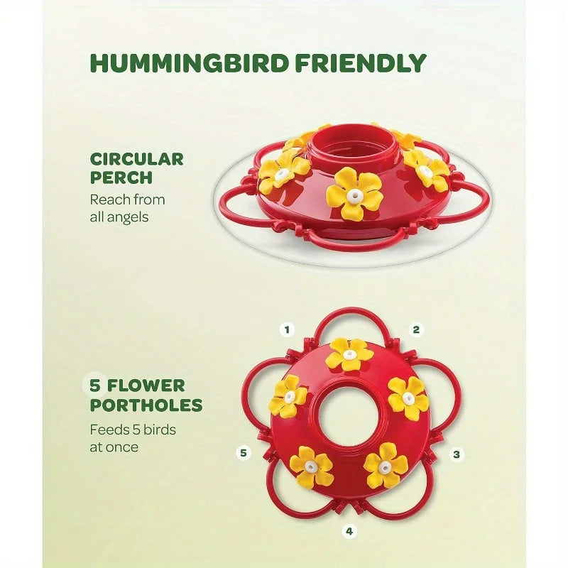 Suspended Hummingbird Feeder with Five Feeding Ports - Smarsty